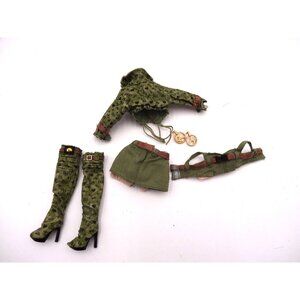 Rainbow High Olivia Woods Doll Olive Green Camo Thigh High Boots & Jacket Earrin